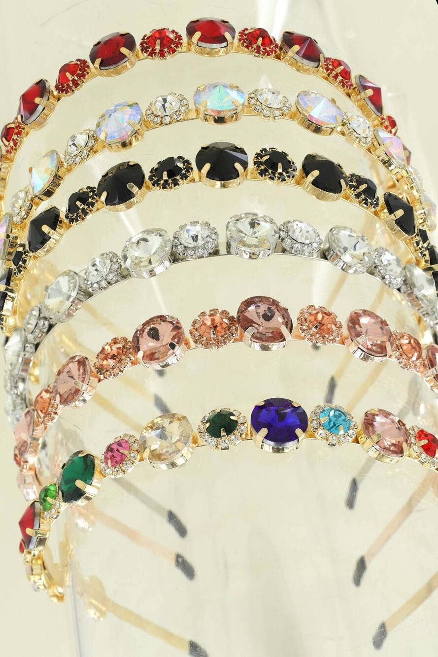 Dopamine Varied Baroque Rhinestone Crystal Bejeweled Metal Headband